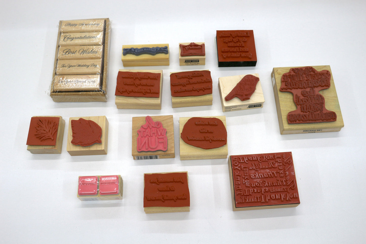 Sentiment & Quote Rubber Stamp Bundle – Wedding, Thank You, Holiday, Everyday Greetings – Secondhand Craft Stamps Lot