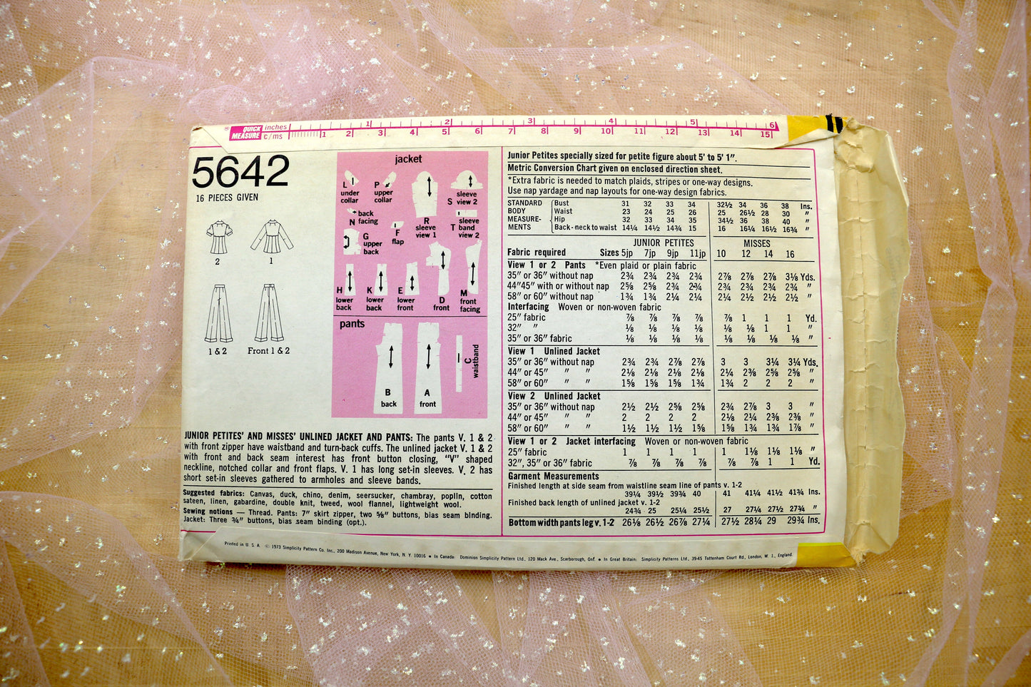 Simplicity 5642 Misses' Jacket & Pants Sewing Pattern Large 5-16