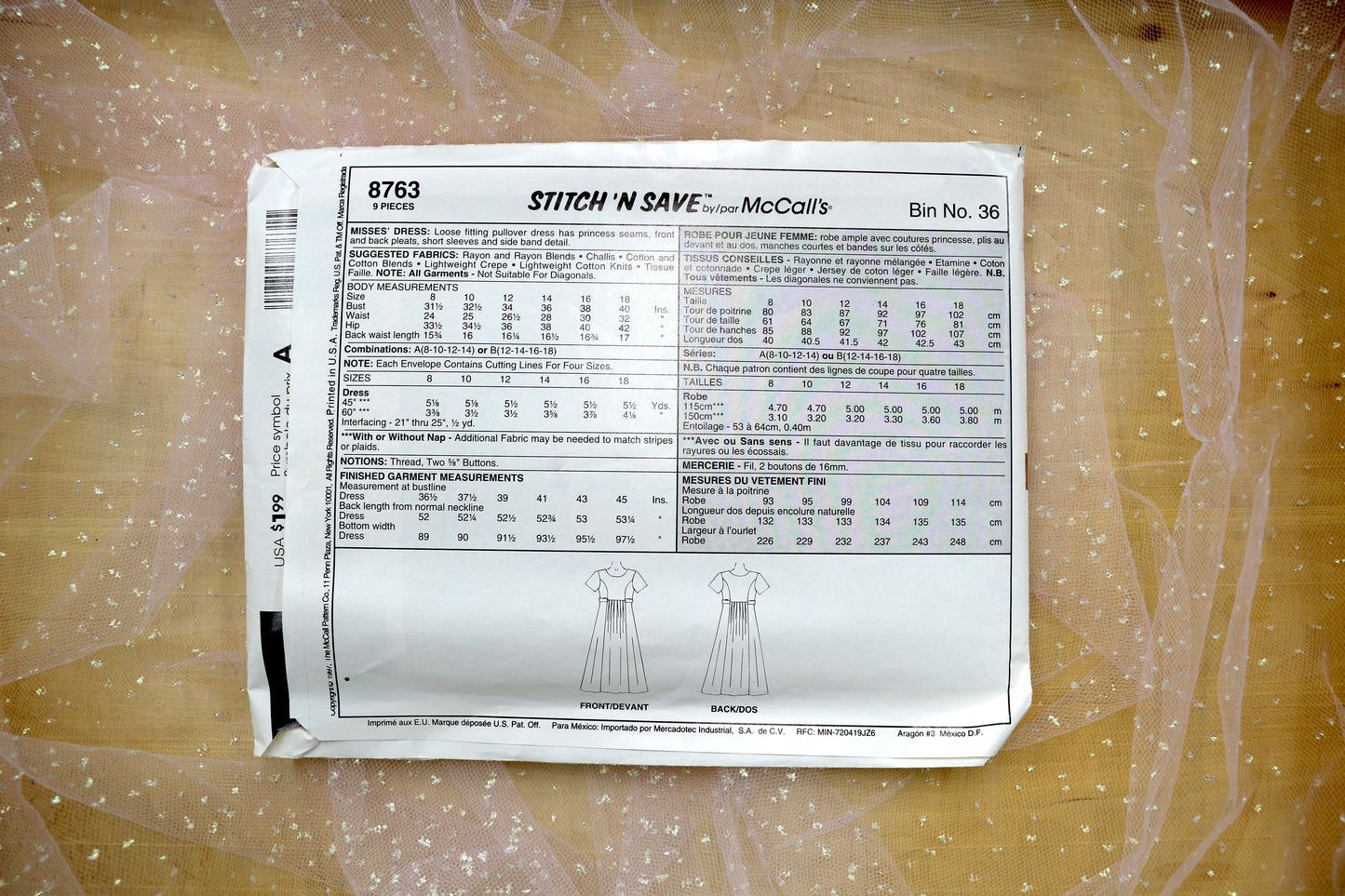 McCalls 8763 Misses' Dress Sewing Pattern 8-14