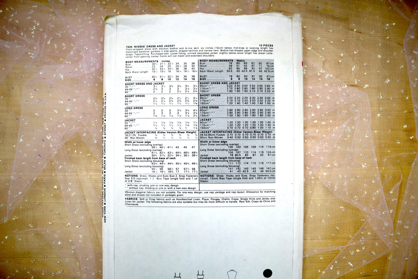 Vogue 7334 Misses' Dress & Jacket Sewing Pattern 6-16