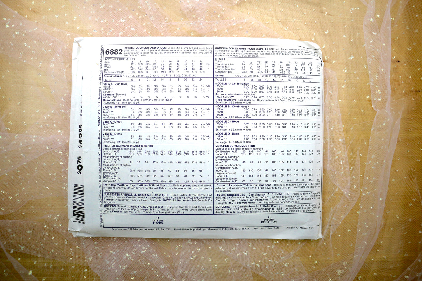 McCalls 6882 Misses' Jumpsuit & Dress Sewing Pattern 6-24