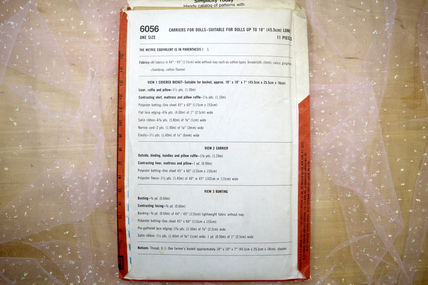 Simplicity 6056 Carrier for Dolls up to 18" Sewing Pattern