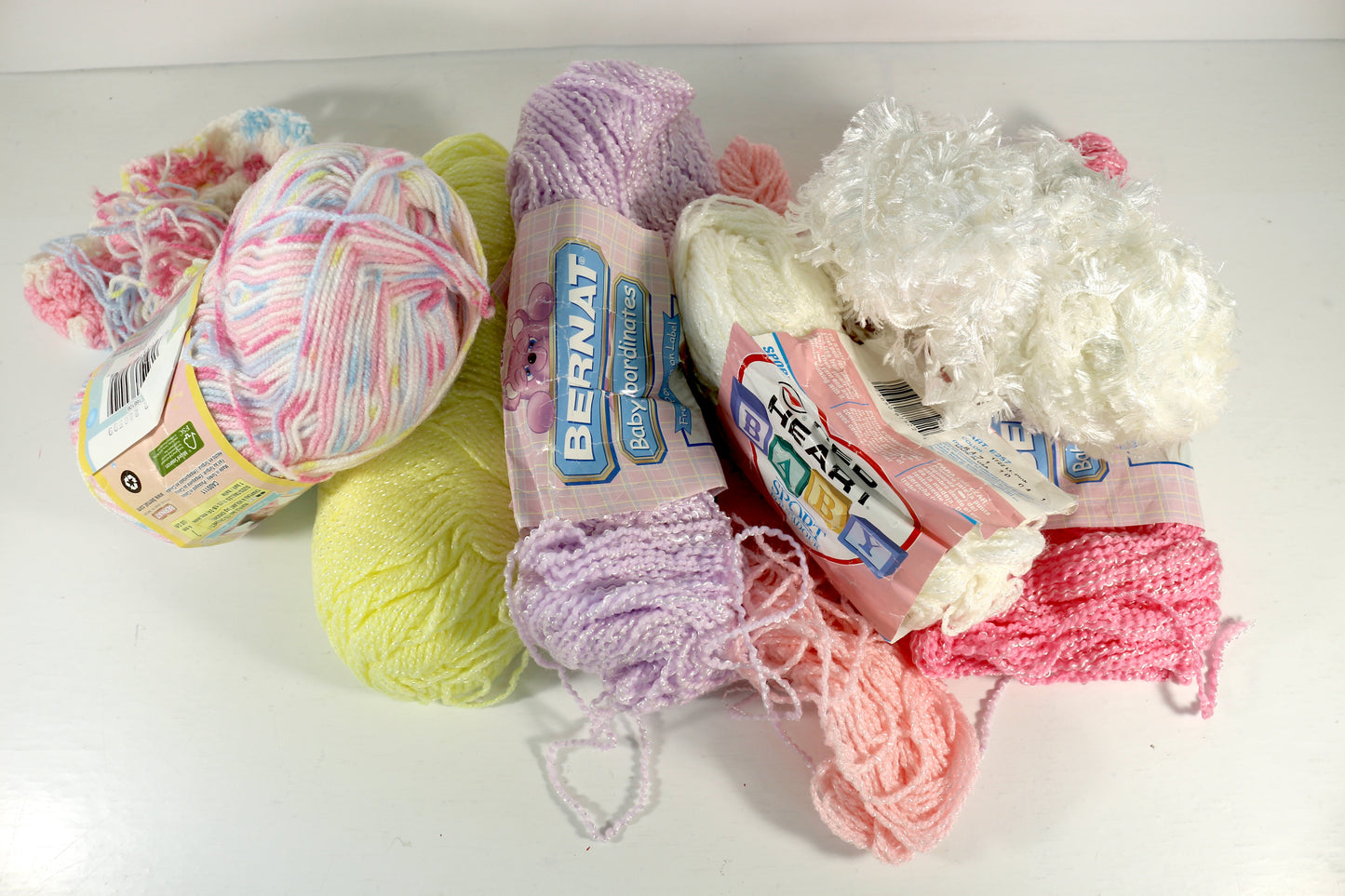 Big Pastel Yarn Bundle – Mixed Texture Yarn Lot, Baby Yarn, Fuzzy & Sparkle Yarn for Crochet, Knitting & Crafts