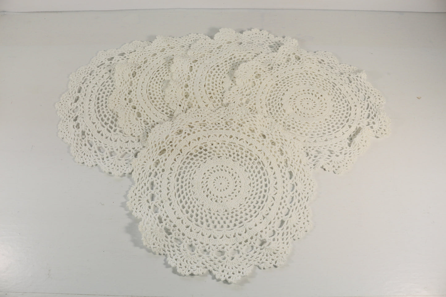 Cotton Doily Bundle – Crocheted White Doilies