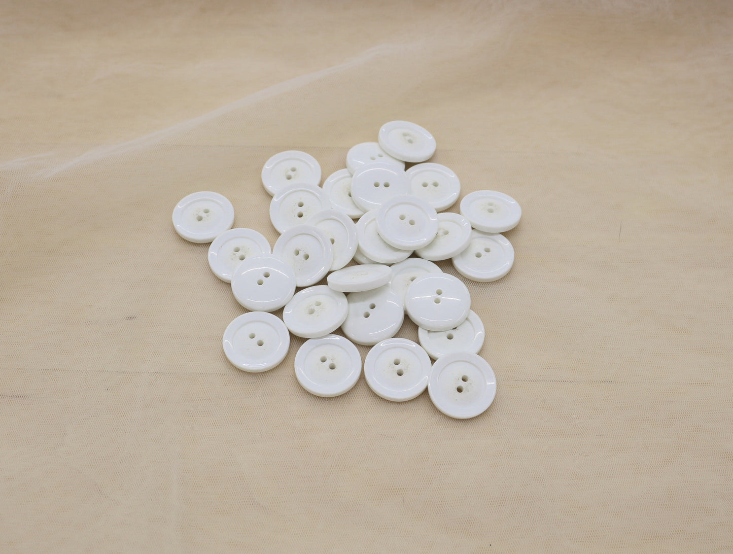 White Plastic Buttons – Mixed Size Sewing Lot