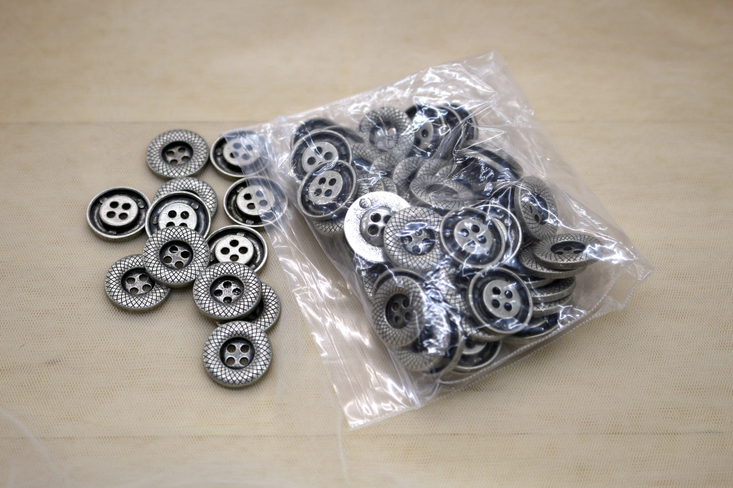 Silver-Gunmetal Metal Buttons – Textured
