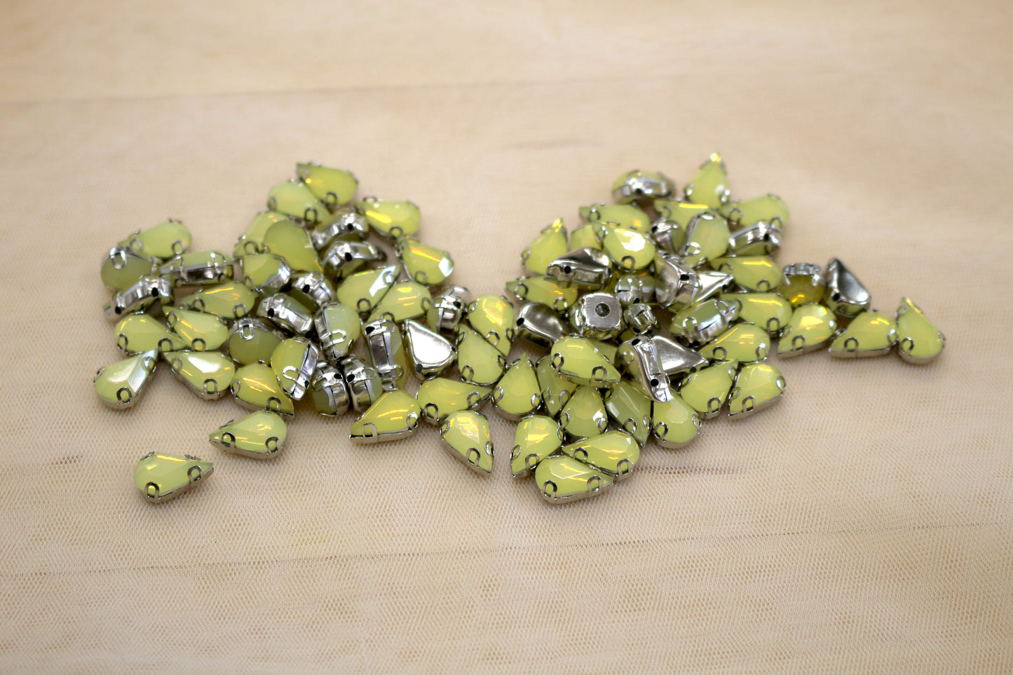 Chartreuse Sew-On Gems – Metal Settings