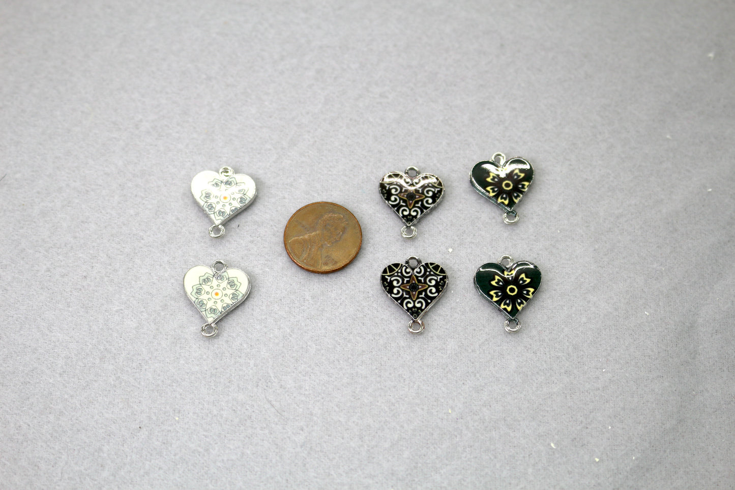 Enamel Heart Charms Bundle | Connector Charms | Jewelry Making Supplies