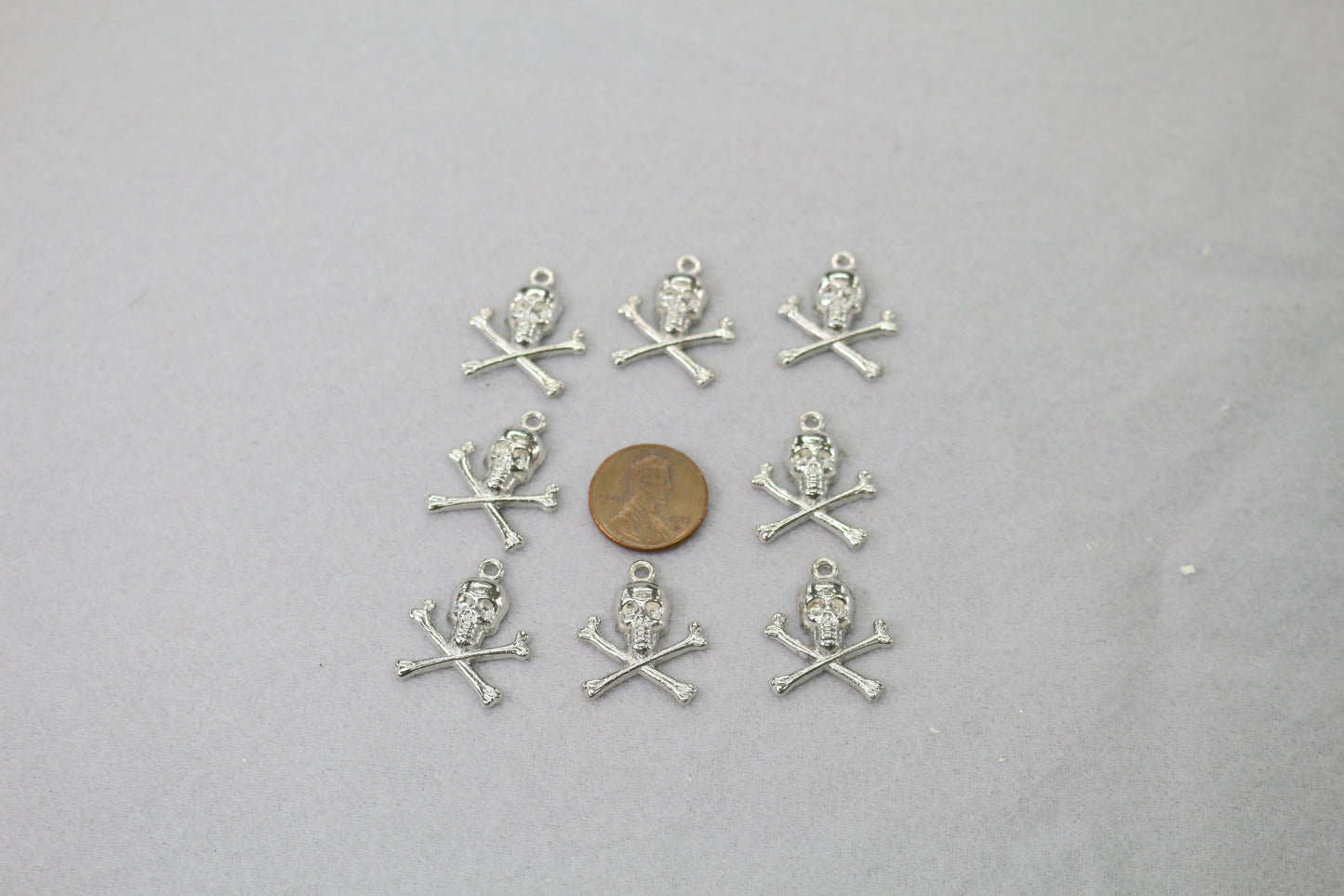 Skull & Crossbones Charms | Pirate Style Jewelry Findings | Silver Tone Pendant Set