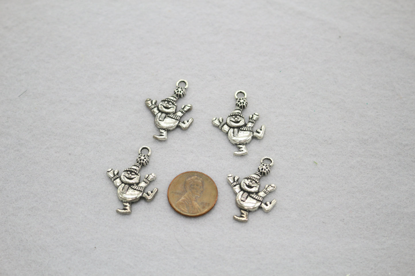 Snowman Charms | Silver Tone Holiday Pendants | Winter Jewelry Supplies