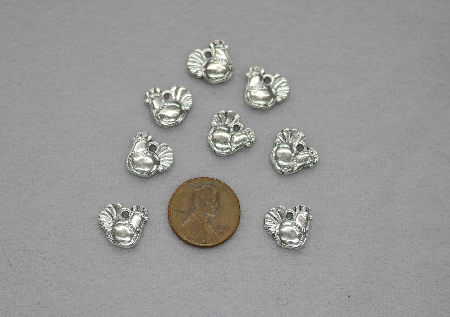 Rooster Charms | Silver Farmhouse Charms | Chicken Jewelry Making Supply