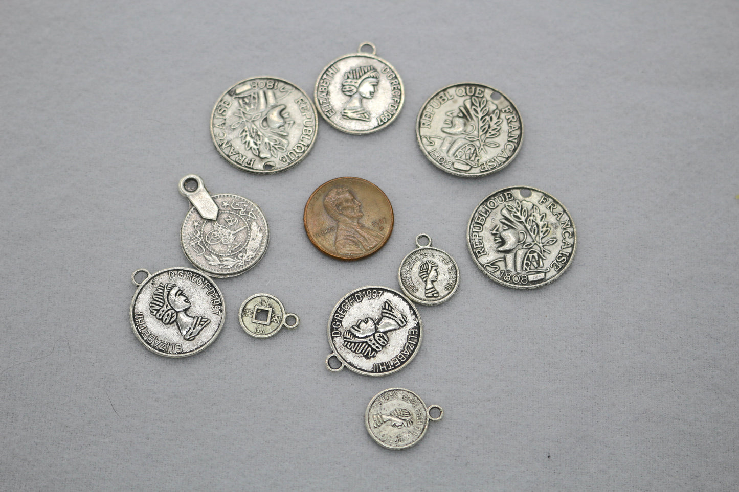 Coin Style Charms | Vintage Inspired Metal Pendants | Jewelry Making Supplies