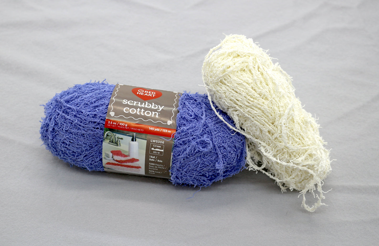 Red Heart Scrubby Cotton Yarn Lot – Textured Cotton Dishcloth Yarn – Purple & Cream Kitchen Scrubber Yarn