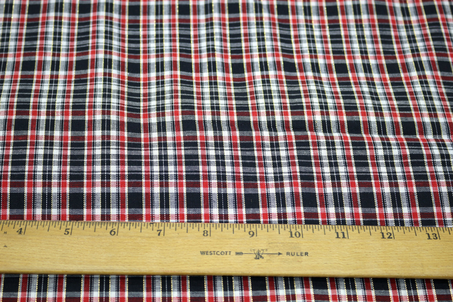 Red & Gold Plaid Cotton Fabric 44" x 3 yds