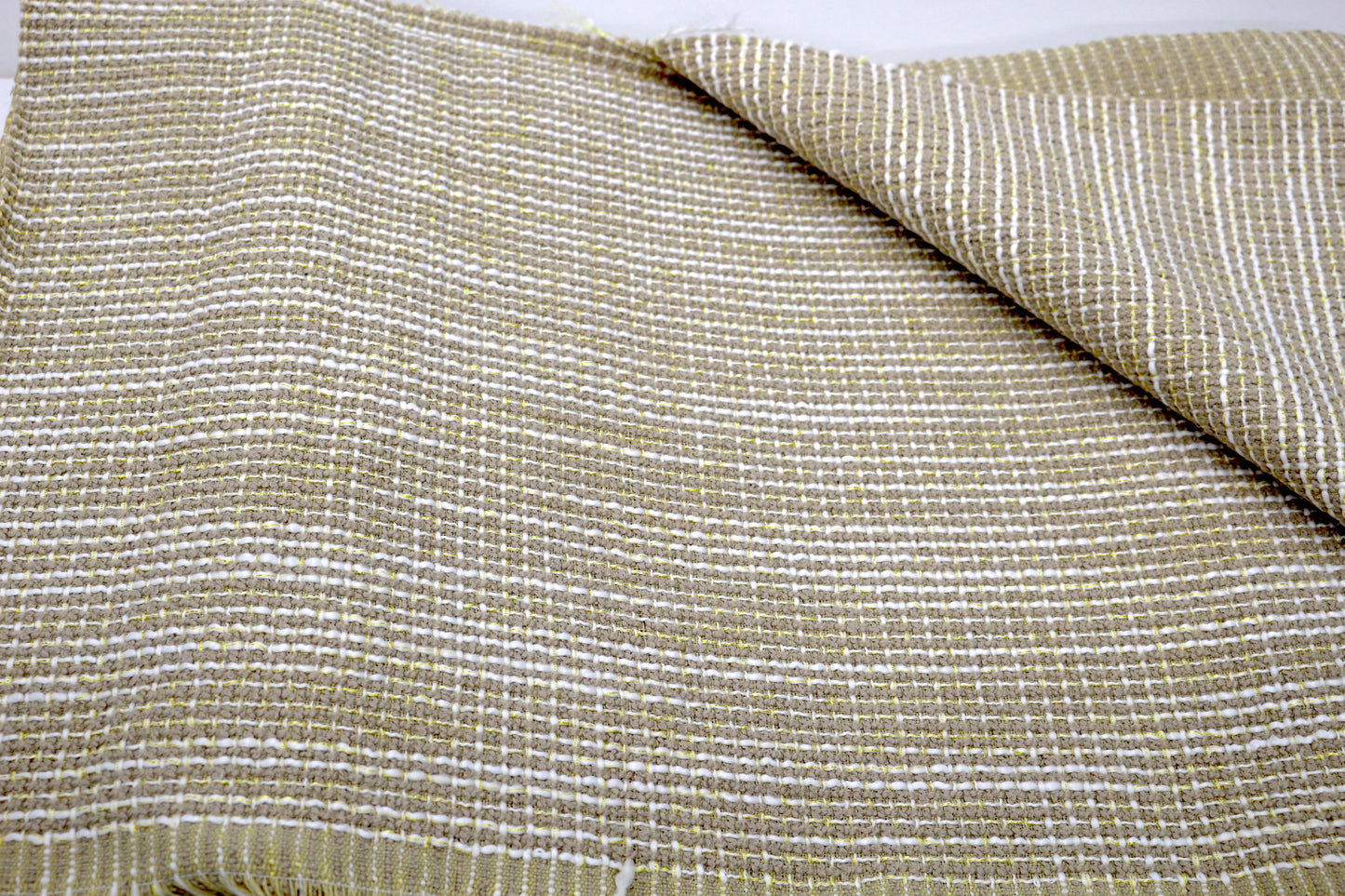 Woven Beige and Gold Lines Heavy Fabric 58" x 2 yds