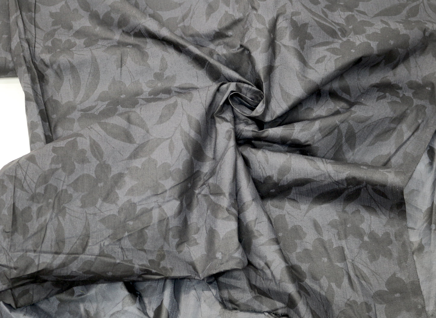 Black with Flower Print Cotton Blend - 45" wide - Sold By The Yard