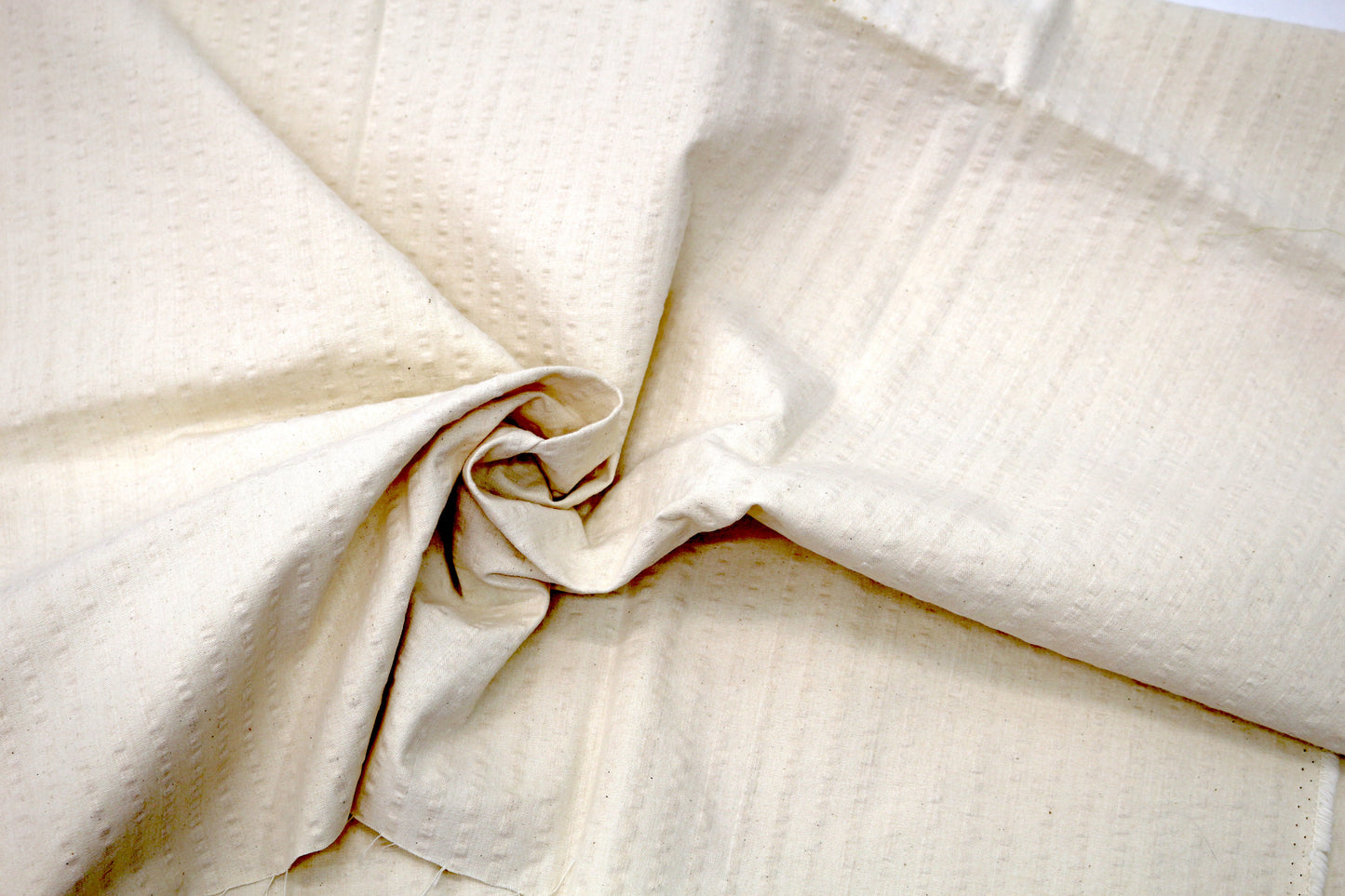 Beige Cotton with Seersucker Stripes Fabric 56" x 1 yd