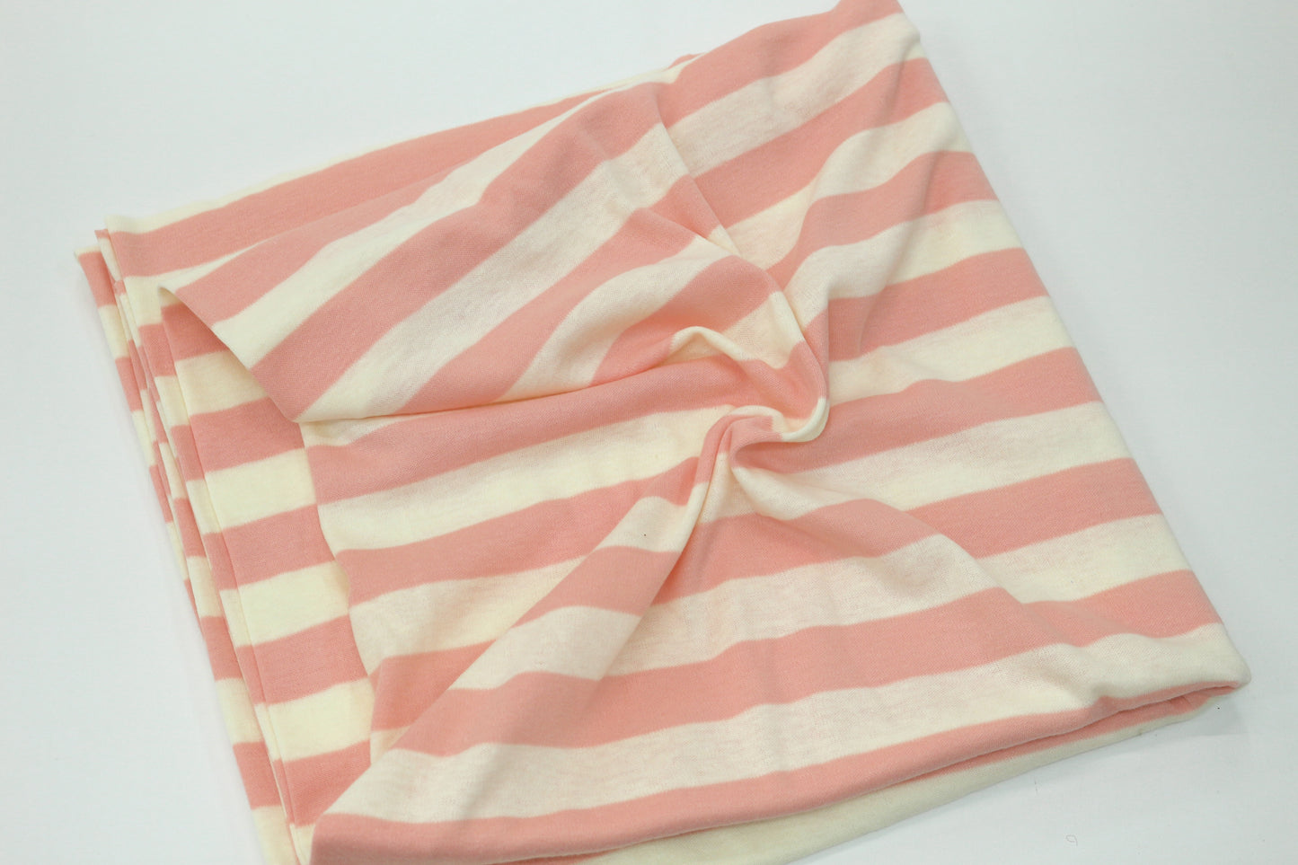 Peach and White Striped 2 way Knit Stretch Fabric - 33" x 1.5 yds