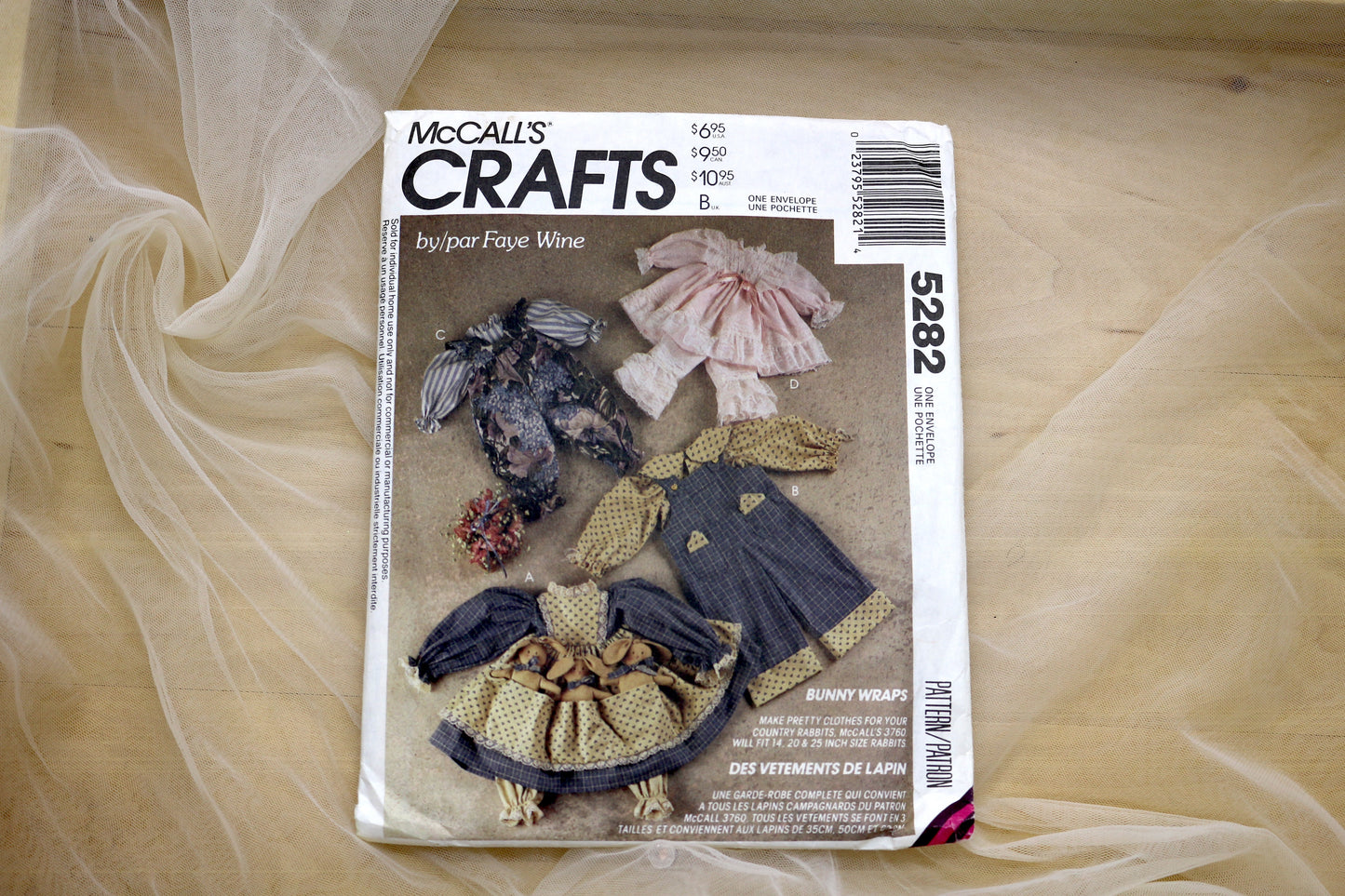 McCalls 5282 Rabbit Wardrobe Package Sewing Pattern size 14"-25" rabbit doll
