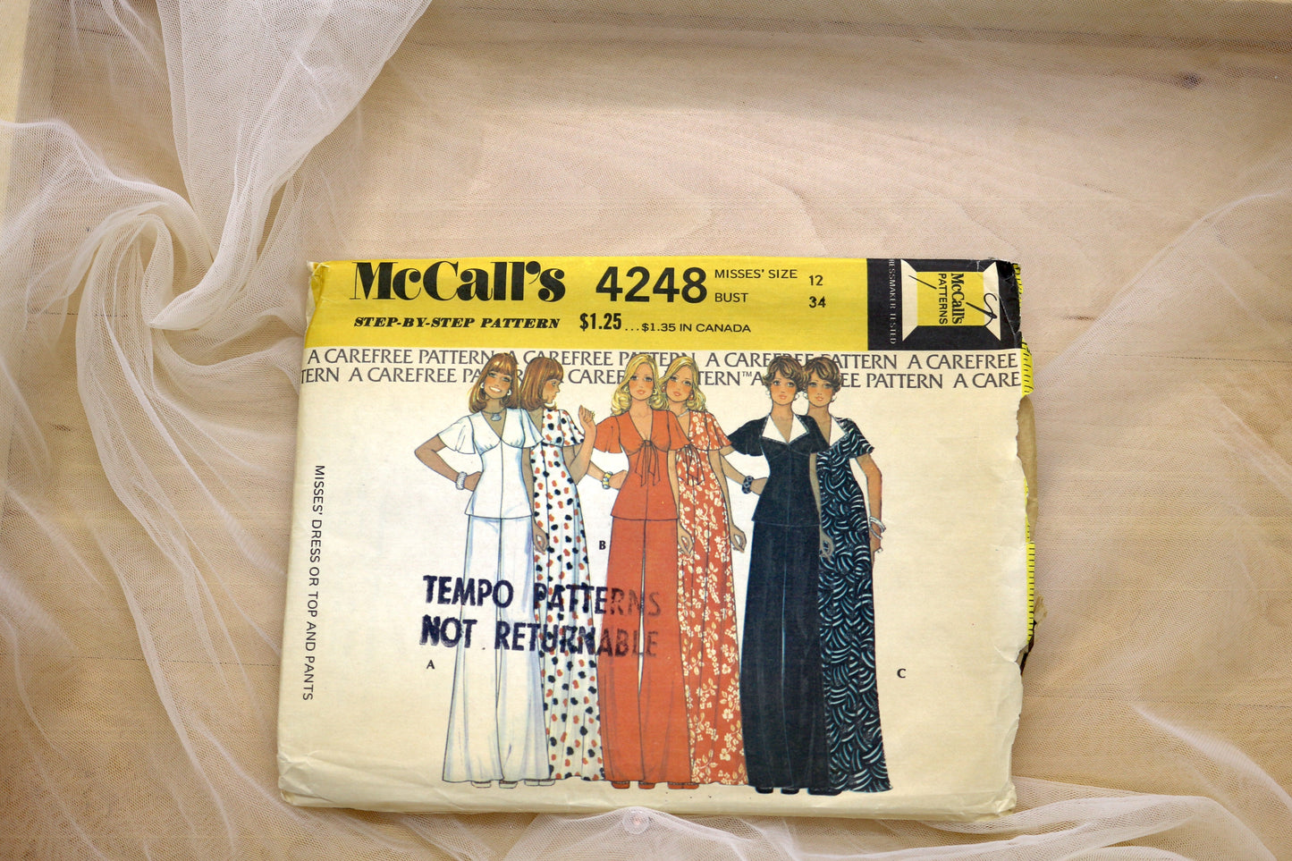 McCalls 4248 Misses Dress or Top and Pants Sewing Pattern (size 12 bust 34)