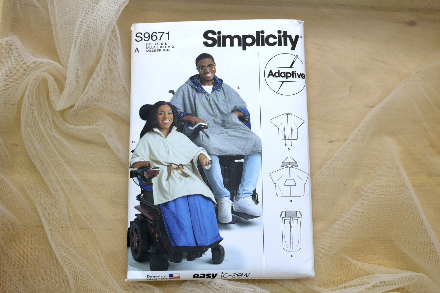 Simplicity 9671 Unisex Poncho With Detachable Hood and Wheelchair Blanket Sewing Pattern