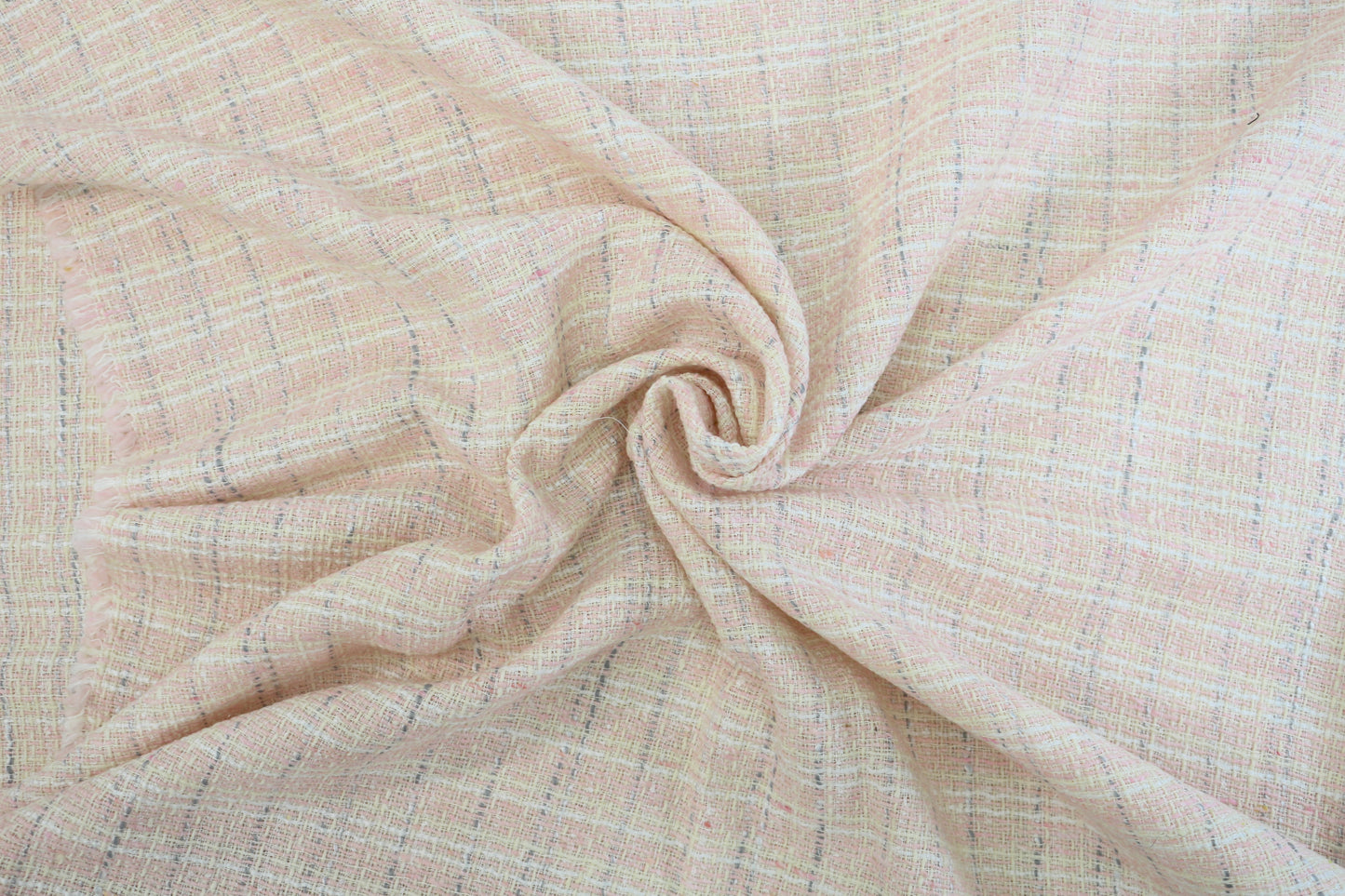 Woven Beige Cream Fabric with Pink and Gray Accents 62" x 1.5 yds