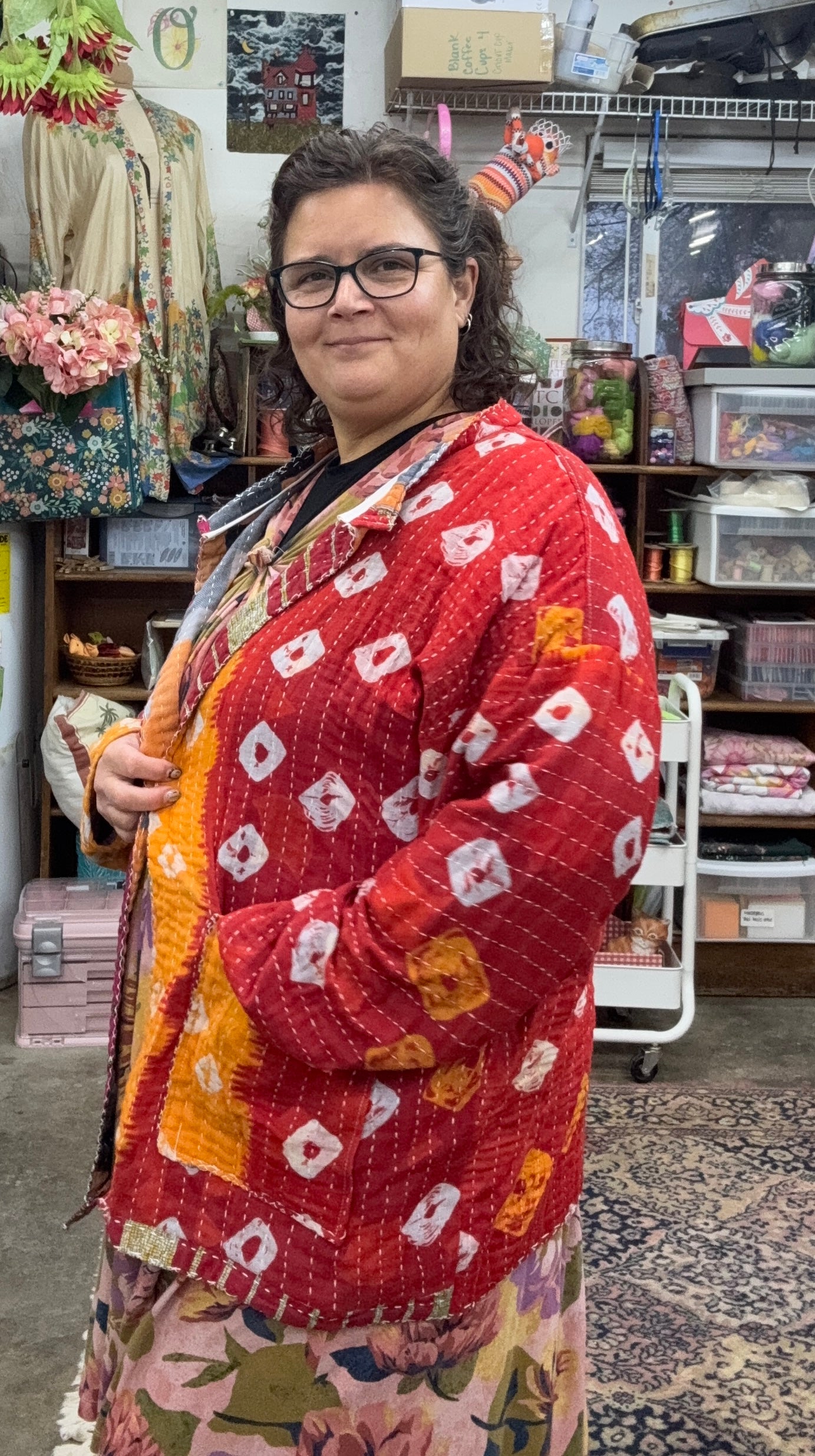 Upcycled Kantha Jacket | Handmade Lightweight Quilt Jacket | One of a Kind Boho Layer | Women’s Up to Size 22