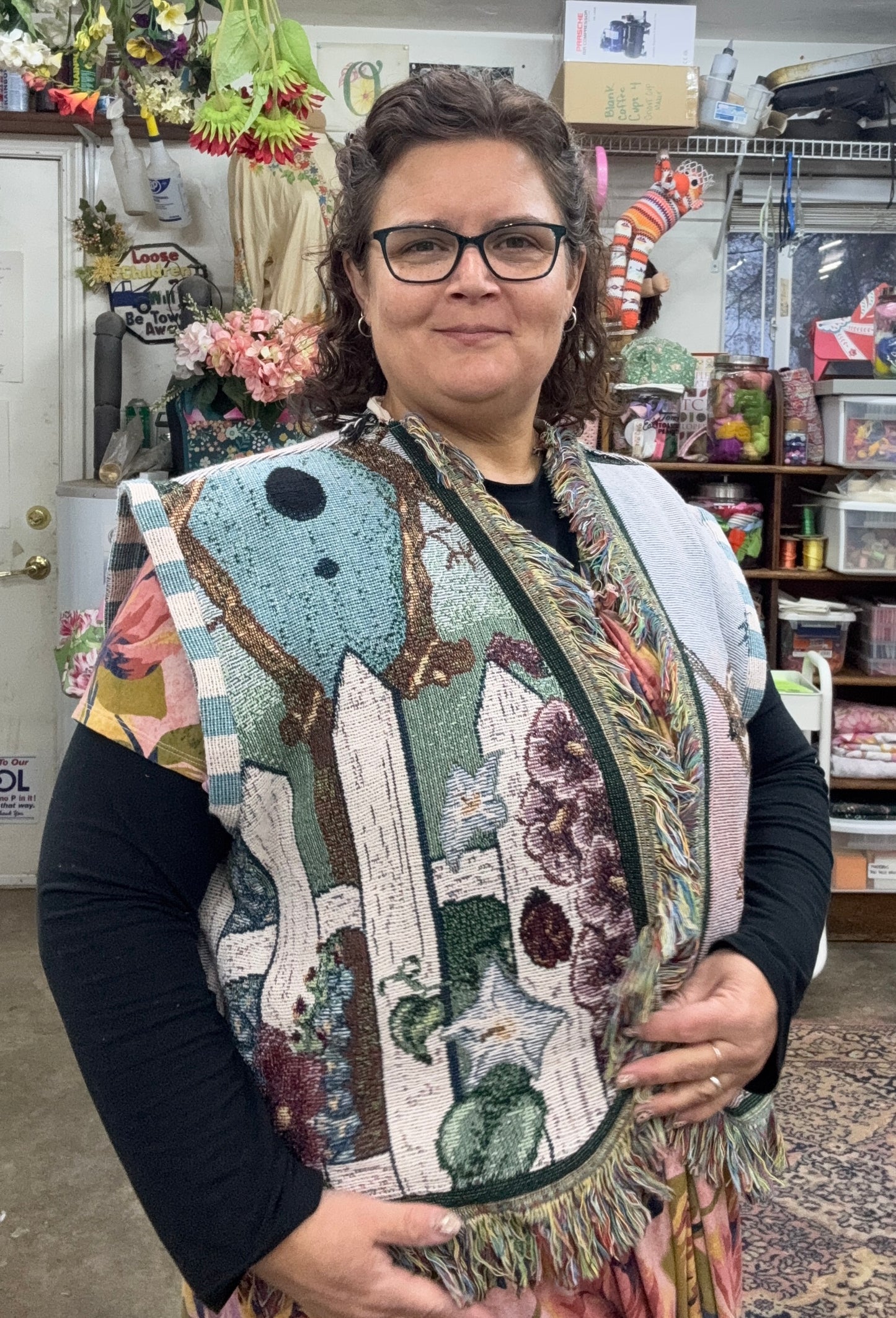 Upcycled Woven Blanket Vest | Handmade Storybook Tapestry Vest | One of a Kind | Fits Up to Women’s Size 22