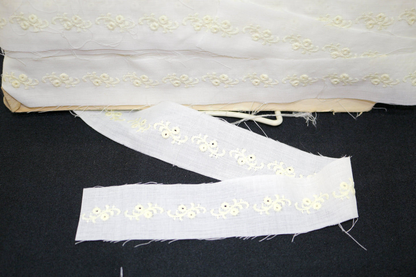 Small Bolt of White Trim with Embroidered Flower Design