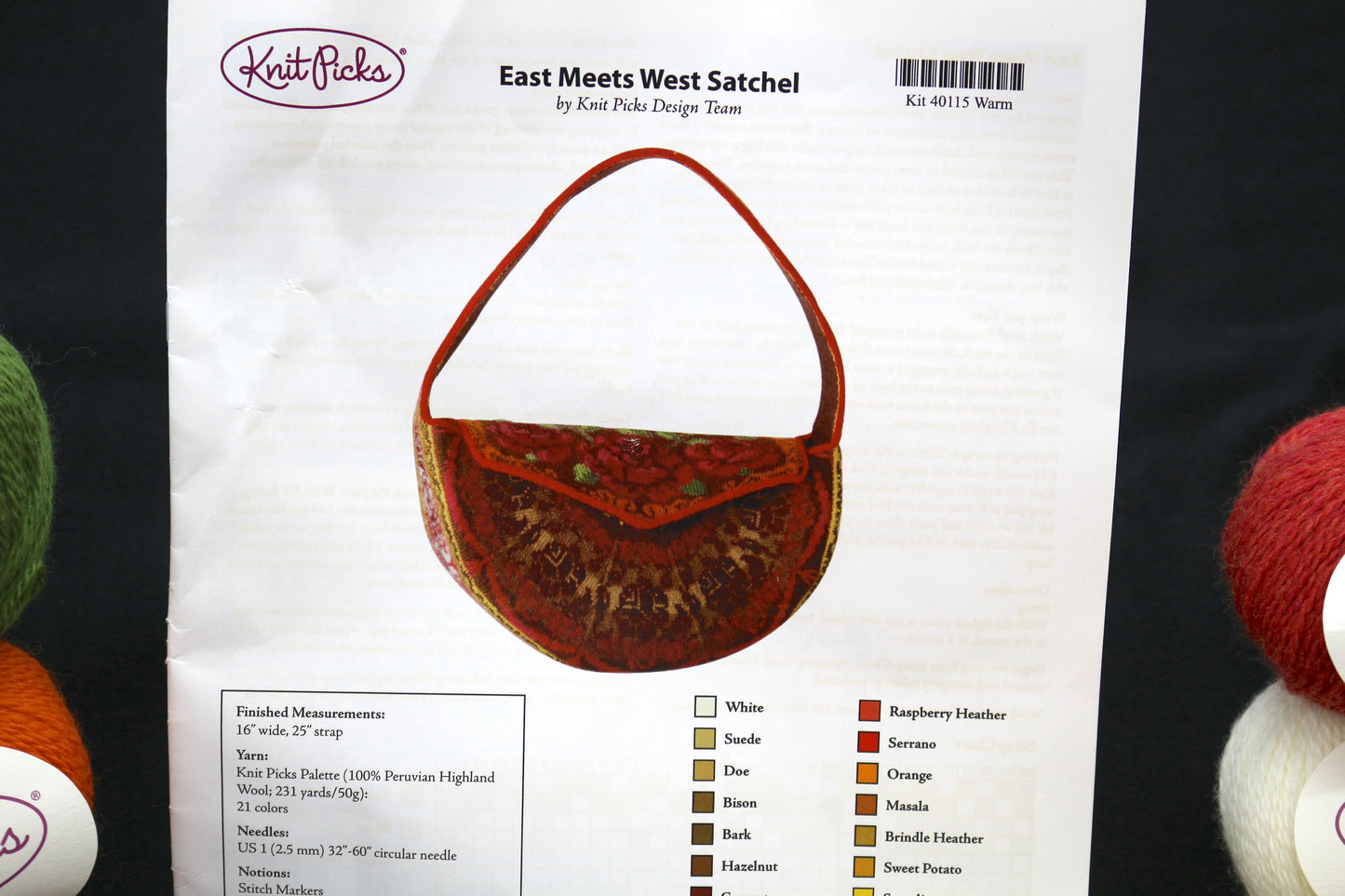 Knit Picks East Meets West Satchel Kit