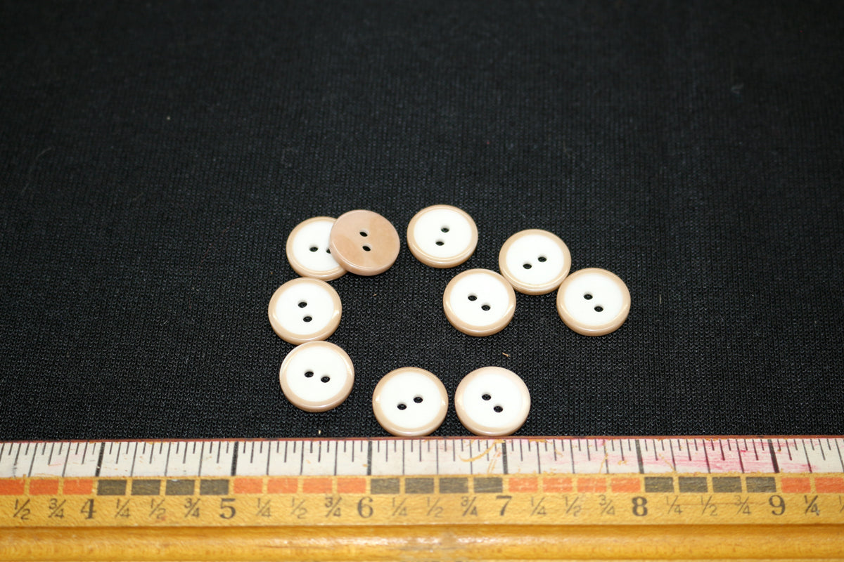 Set of 10 Beige with White Center Buttons