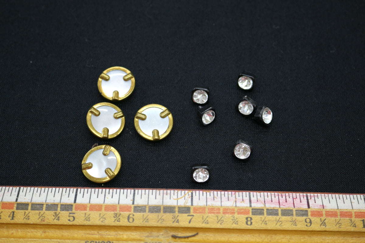 Set of Faux Diamond Buttons and Gold Metal Buttons