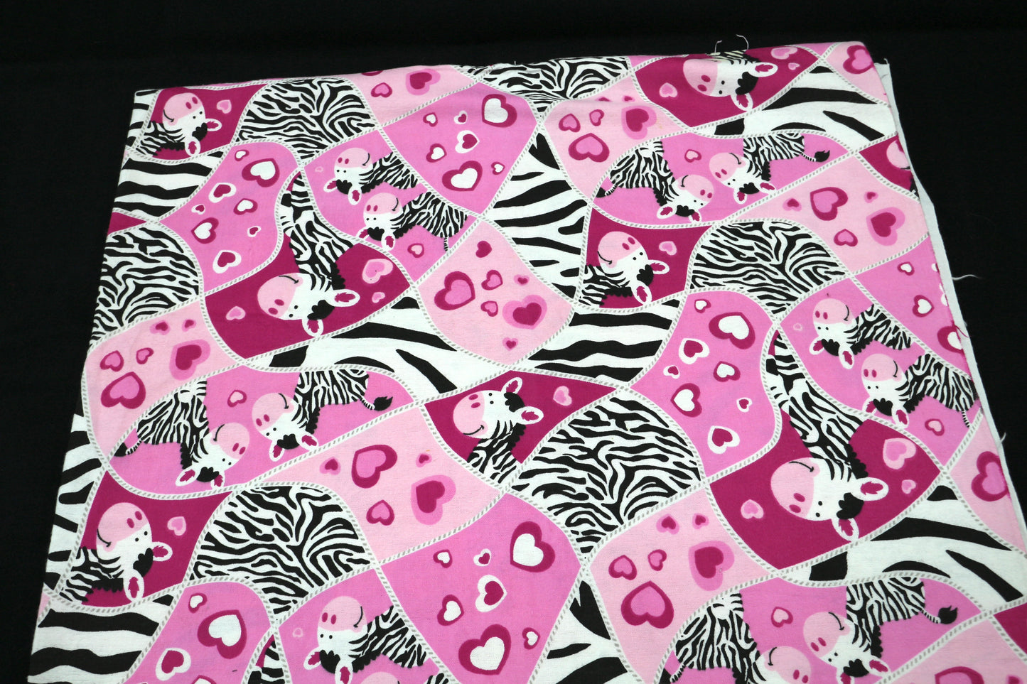 Flannel Fabric Pink Zebras 42" x 1 yd