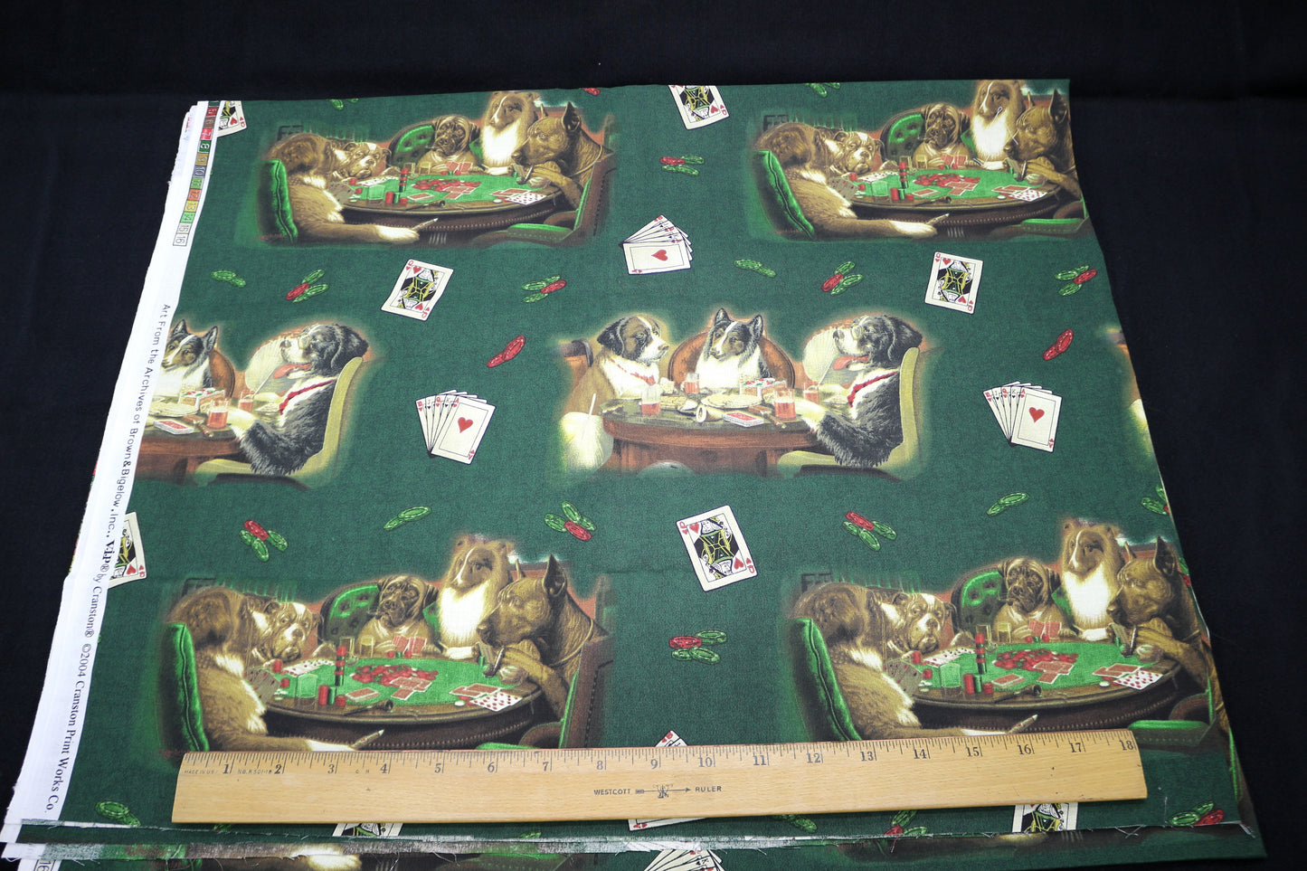 Dogs Playing Poker Cotton Fabric 46" x 2 yds
