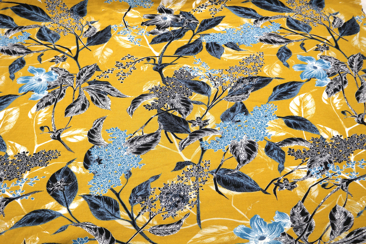 Mustard Yellow Jersey Cotton Fabric 54" x 2.75 yds