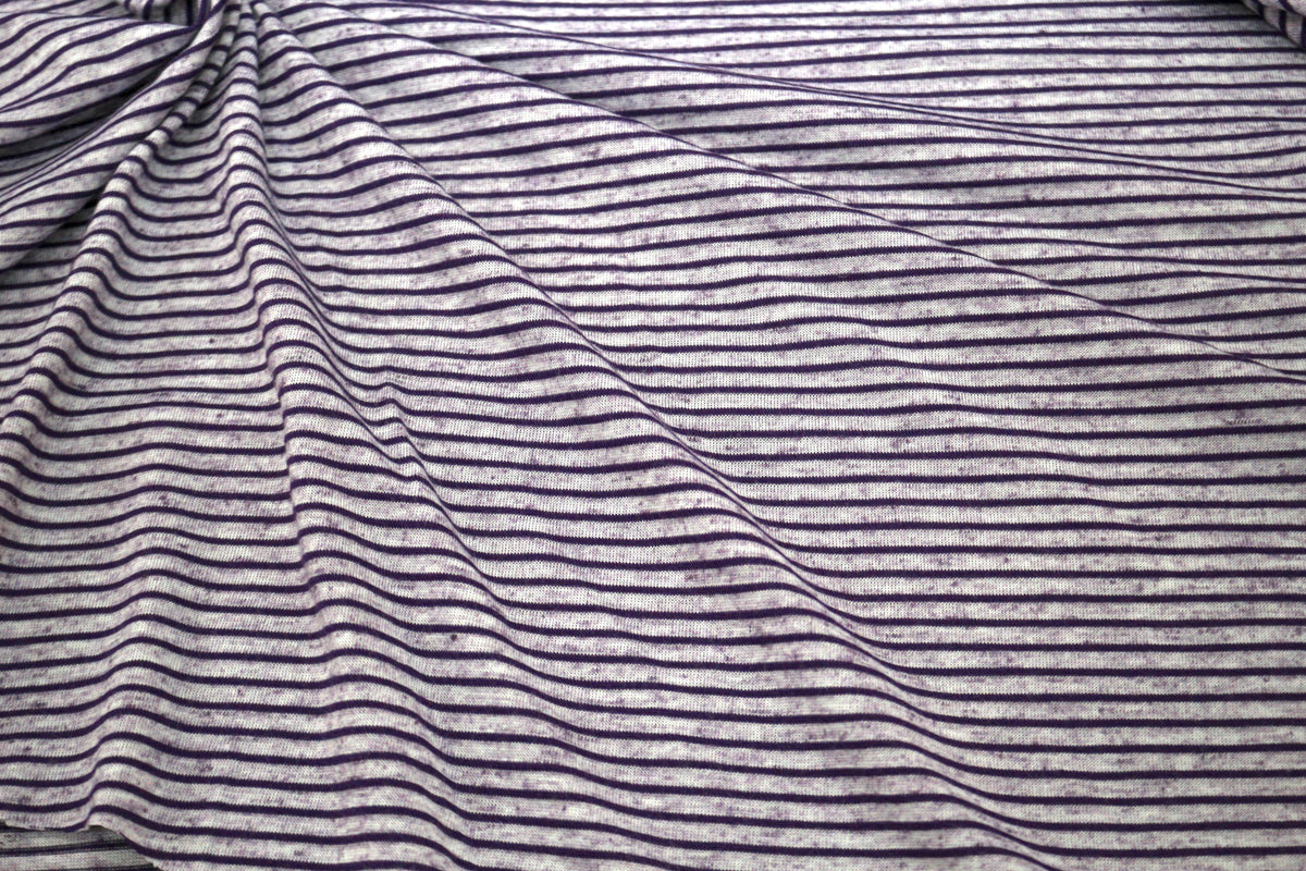 Purple and Gray Striped Jersey Knit Cotton Fabric 60" x 3.25 yds