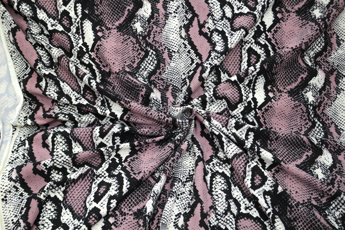 Mauve Snake Skin Print 2 Way Stretch Cotton Blend Fabric 60" x 3 yds