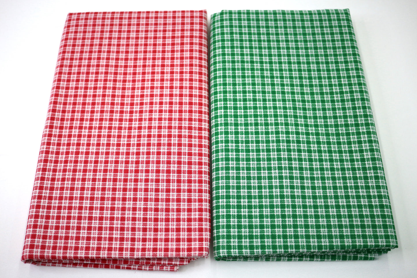 Red & Green Plaid Christmas Cotton Fabric Bundle