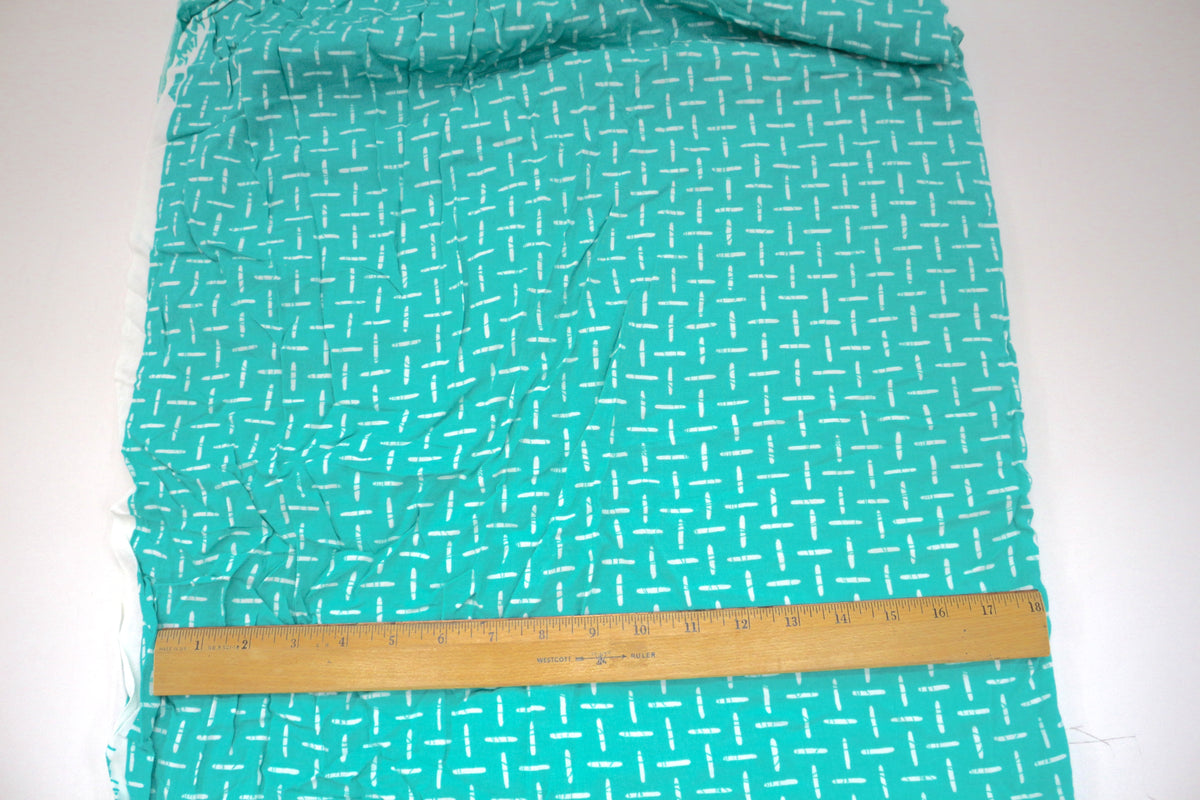 Soft Teal Cotton Blend Fabric with Worm Design 42" x 4 yds
