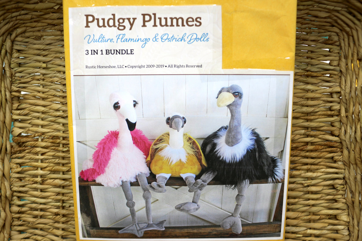 Pudgy Plumes Vulture, Flamingo and Ostrich Doll Sewing Pattern