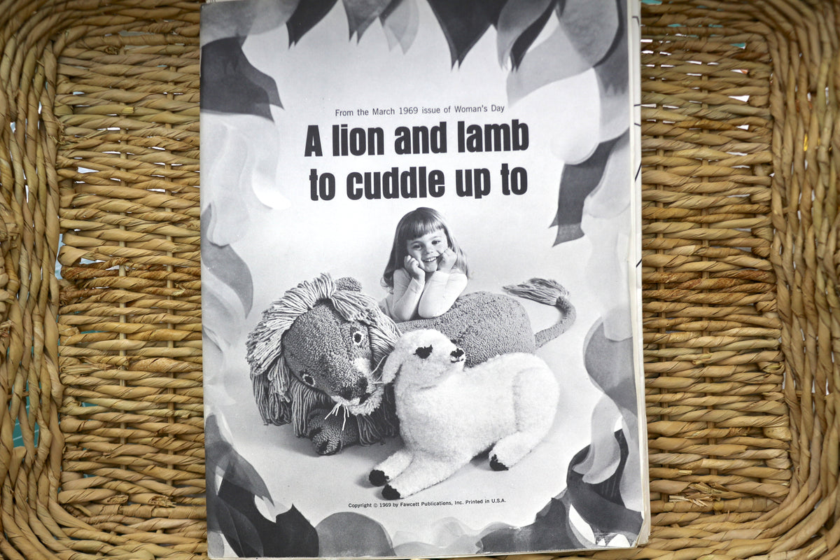Womens Day 1969 Issue A Lion and Lamb to Cuddle up to Sewing Pattern