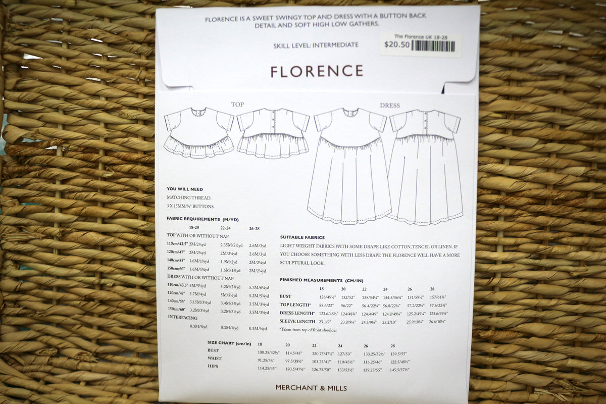 Merchant & Mills Florence Sewing Pattern size 18-28