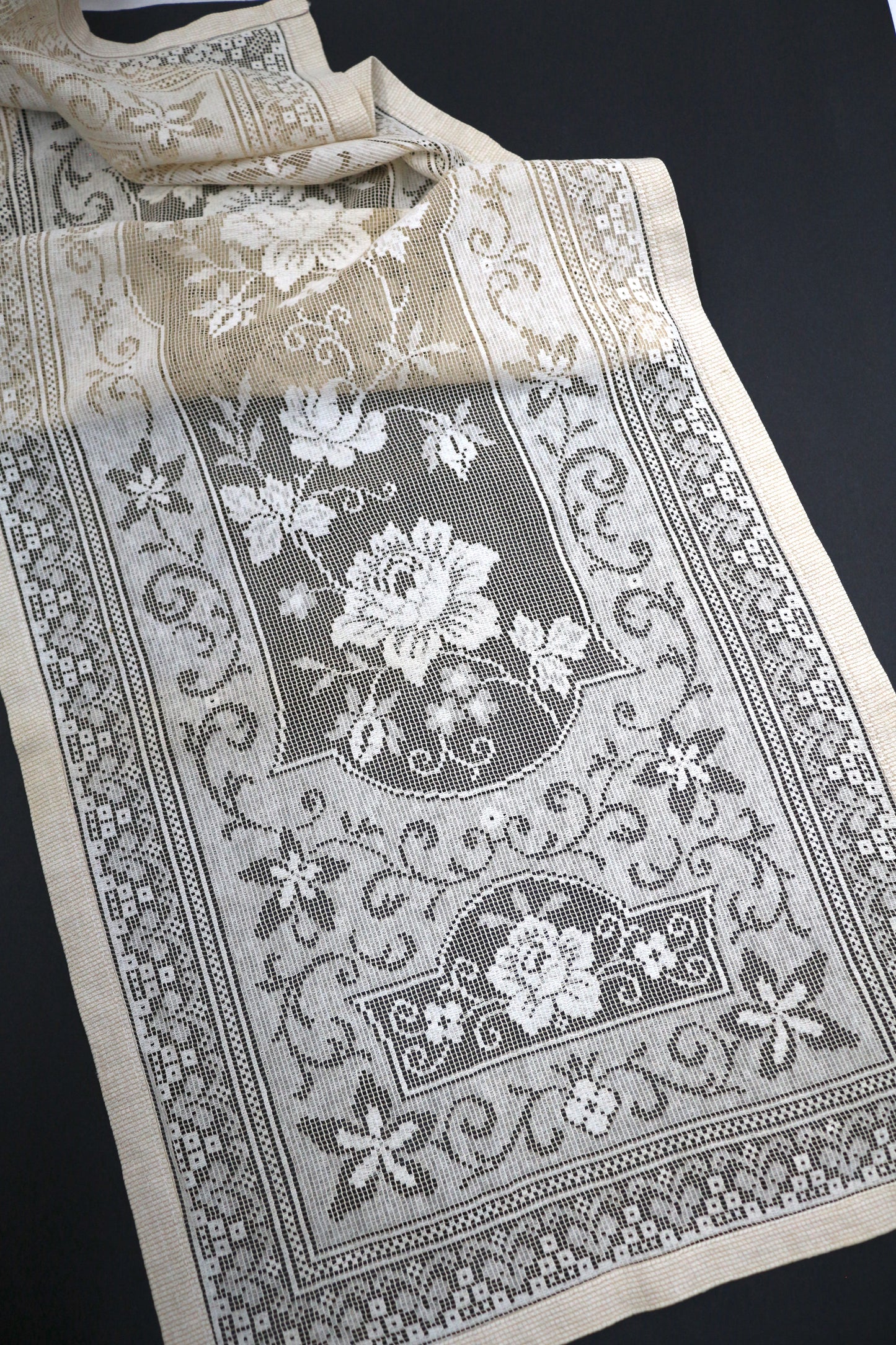 Lace Rose Table Runner 14" x 41"