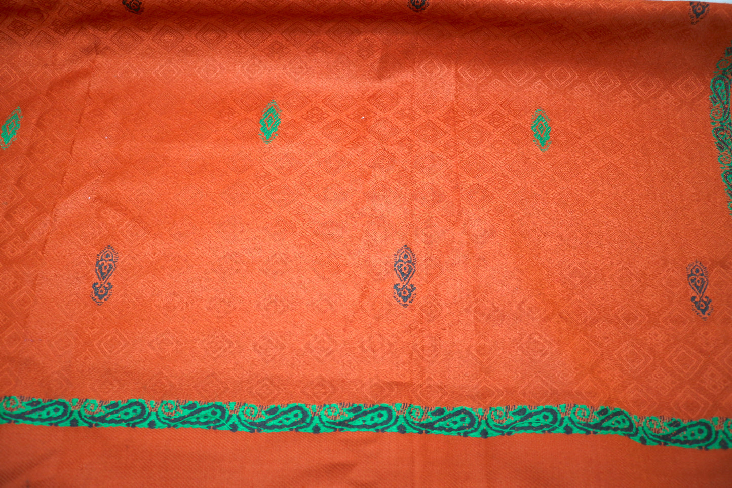 Vibrant Sunset: Luxurious Kashmiri Shawl in Bright Orange