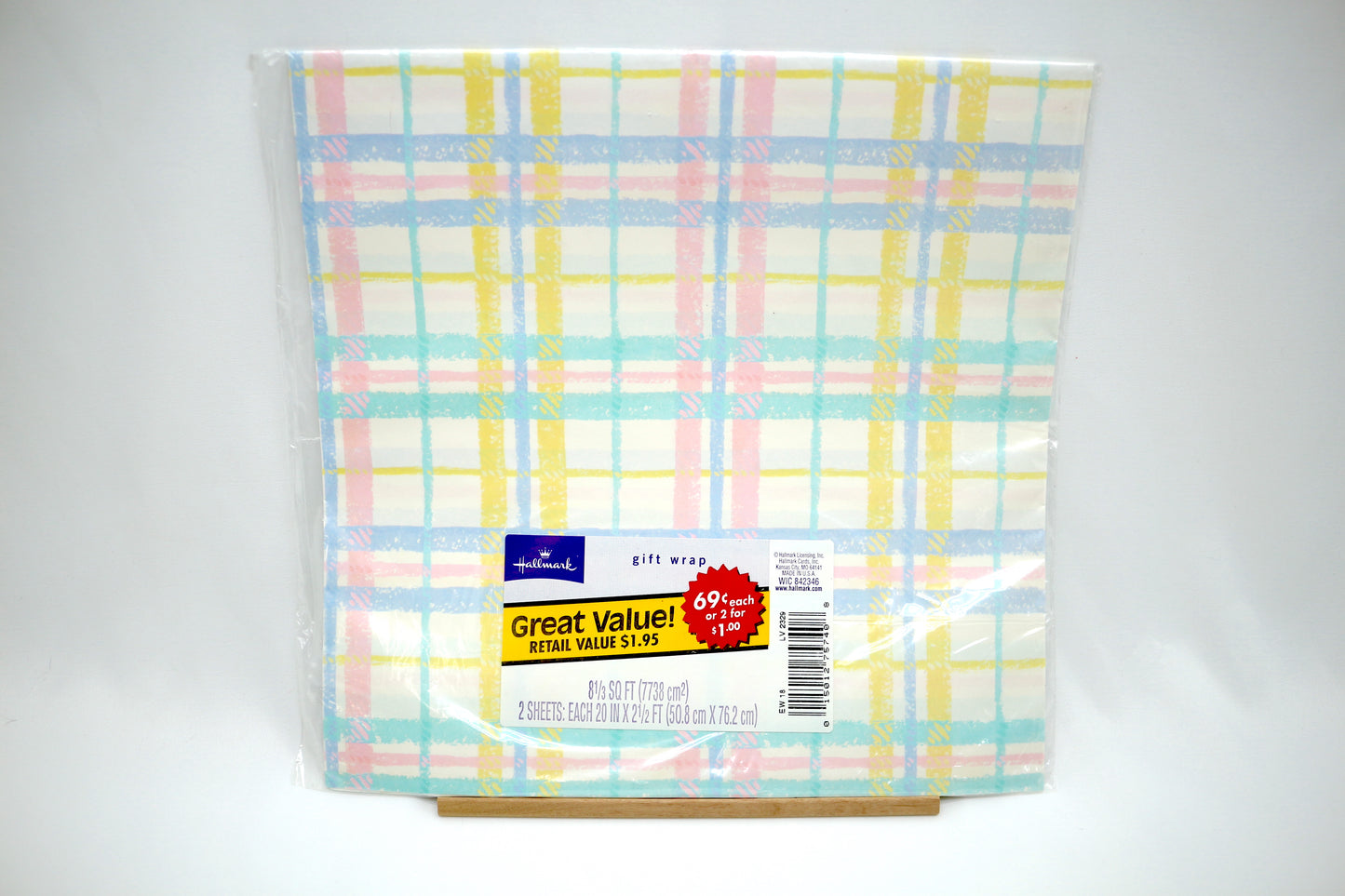 Vintage Pastel Plaid Gift Wrap, Wrapping Paper for Gift Giving, Ephemera, Scrapbooking, Journaling