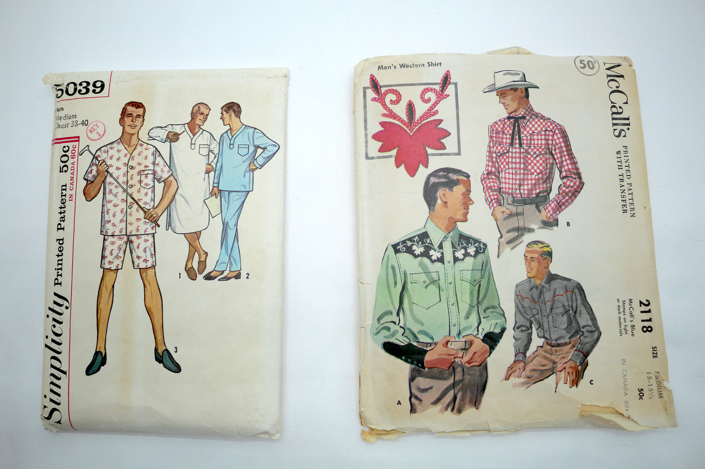 Simplicity 5039 Mens Sewing Pattern OR McCalls 2118 Western Mens Sewing Pattern