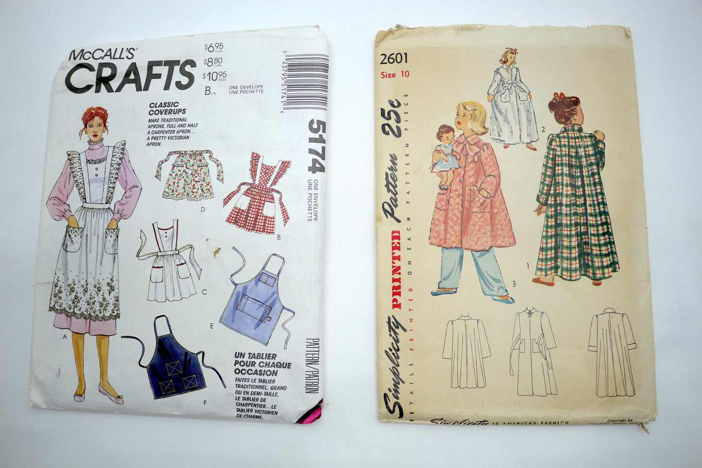 McCalls 5174 Apron Sewing Pattern OR Simplicity Girls Robe Sewing Pattern