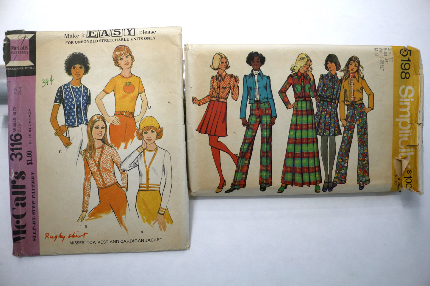 McCalls 3116 Sewing Pattern or Simplicity 5198 Sewing Pattern