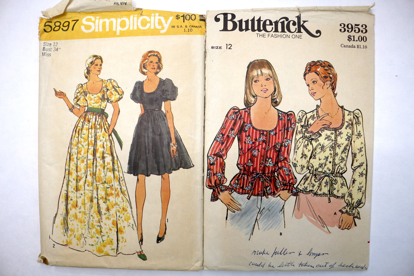 Vintage 70's Butterick 3953 Boho Shirt Sewing Pattern