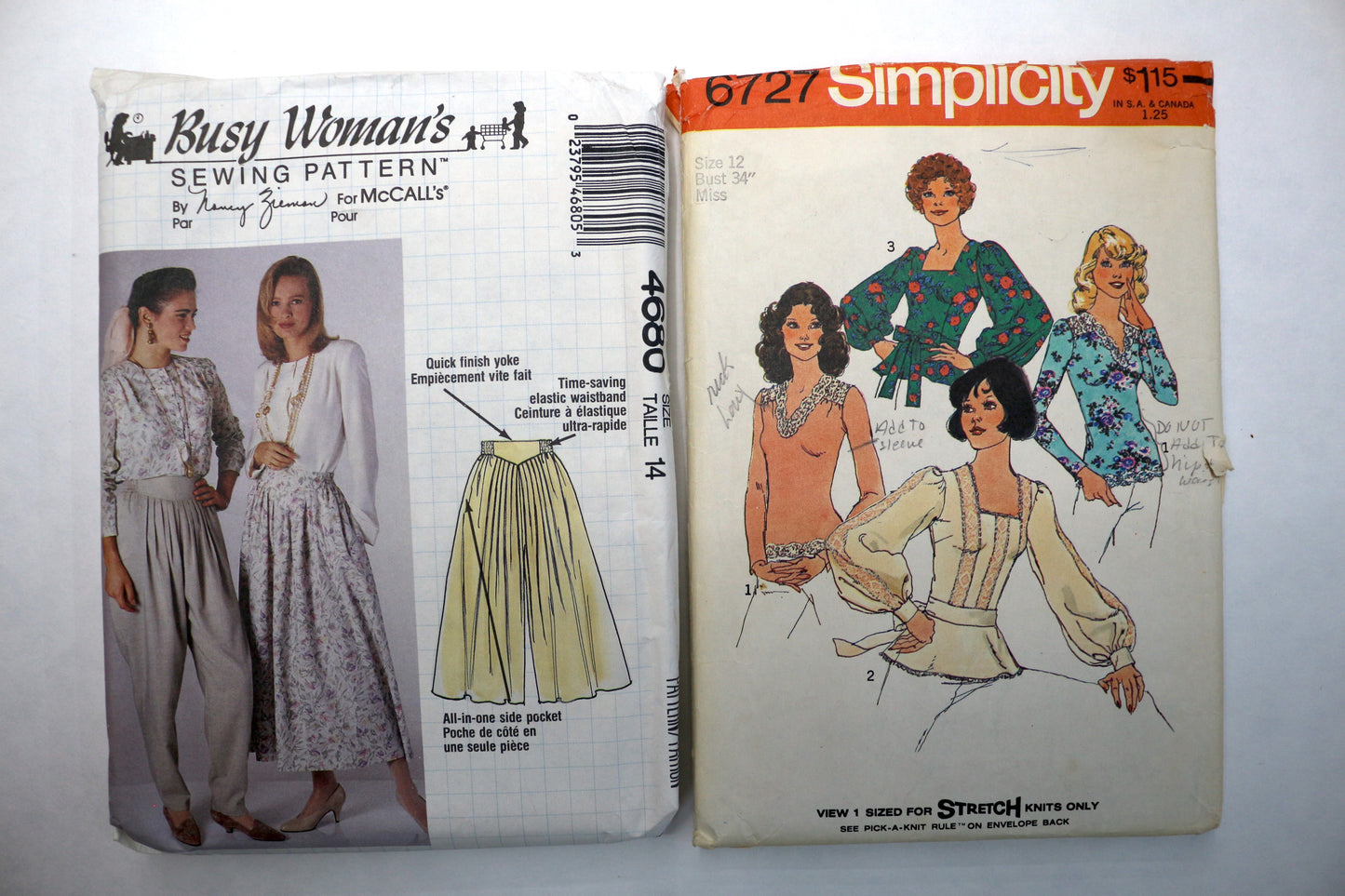 McCalls 4680 Sewing Pattern or Simplicity 6727 Sewing Pattern